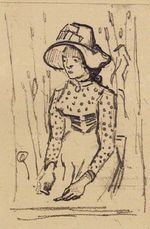 Девушка с соломенной шляпе, сидит в пшенице
